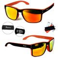 Rennec Sonnenbrille Verspiegelt Nerd Rechteckig matt schwarz Orange Bi Color VB2