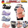 4er Set Kinder Mädchen Schulrucksack Teenager Schultaschen Rucksack Sporttasche