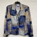 Afibel 80er Jahre Stil Bluse mit Schulterpolster mehrfarbig Muster Größe 16