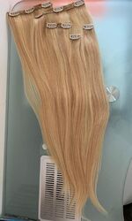 Êxtensions Echthaar Blond Haarverlängerung Clip in 55cm 113gram, 2 mal getragen