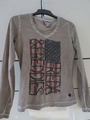 Frieda Freddies Shirt Gr. S 36 38 V-Ausschnitt vintage style Baumwolle Fb. taupe