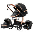 PU-Leder Luxus Kinderwagen 3-in-1: Nagelneu mit umfangreichem Zubehörpaket