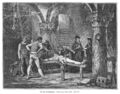  Verhör, Folter, Inquisition, Folterkammer, Original-Holzstich von 1879