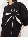  T-Shirt schwarz cremefarben Arty Blumendruck schick Designer Urban Rock Damen Sommer 14