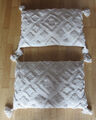 2 Sofakissen Dekokissen Boho Kissenbezug Kissenhülle 60 x 40 cm beige Quasten