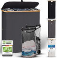 Hennez® 140L Wäschekorb mit Deckel Bambus  - 2x herausnehmbare Wäschesacke