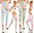 Damen Hose Freizeithose Stretch Jogpants Baggy Boyfriend All-Over Print 36-40