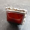 Vintage Herren Ring 925er Sterlingsilber mit rotem Stein signiert