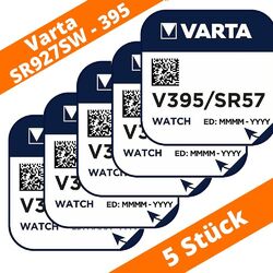 5 x Varta V395 1,5V SR57 SR927SW Silberoxid Uhrenbatterie Knopfzelle Watch