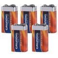 5 x GRUNDIG Alkaline 9V BLOCK Batterien 500mAh 6LR61 ~ NEU Batterie EBlock Stück