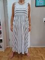 Damen Kleid Sommerkleid Gr. 4XL 52 Weiß schwarz Streifen Gestreift Stretch