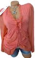 Sheego Shirt Damen Tunika Bluse Gr. 44/46  Lachs 2 in 1 Effekt (597) NEU