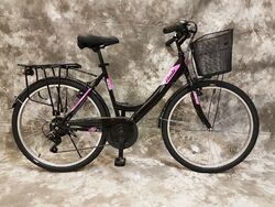 26 ZOLL DAMEN CITYRAD 21-GANG SHIMANO & LICHT & KORB PINK-PINK NEU 2608-500