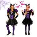 Halloween Vampir Kostüm Kinder Mädchen Fledermaus Hexenkostüm Fasching Vampirin