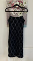 Topshop Y2K schwarz & lila Blumenmuster Spitze Midi Kleid, UK Größe 8 Spaghetti Riemen 90er