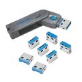 Logilink USB Port Blocker Sperre Schloss 1x Schlüssel und 8x Schlösser blau