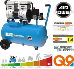 Güde Druckluft flüster Kompressor AIRPOWER 150/8/24 SILENCE 24L 8bar 230V ölfrei