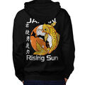 Wellcoda Rising Sun Japan Koi Herren Hoodie, Karpfen Design auf der Rückseite der Pullover
