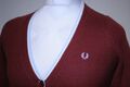 Fred Perry Damen-Waffelstich-Cardigan - UK10/M - kastanienbraun/Eis/Weiß TOP