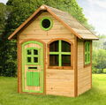 Holz-Kinder-Spielhaus Gartenspielhaus Mit Tür & Fenster  Spielhaus In Braun/grün