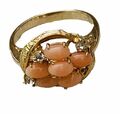Modeschmuck Ring Umfang 54, Gold Farbe, Mit Orangen Steinen, 17,2mm