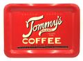 Vintage Tommy's Brand Coffee Tablett Getränketablett Kaffe Serviertablett Rot