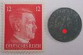 REICHSPFENNIG MÜNZE + BRIEFMARKE - ADOLF HITLER - DEUTSCHES REICH