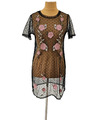 NEW LOOK tolles Kleid aus Netz bestickt durchsichtig schwarz gothic boho Gr.38