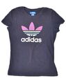 Adidas Damen-Grafik-T-Shirt Top UK 12 Medium marineblau Baumwolle QW04