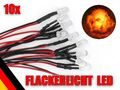 10x anschlussfertig verkabelt Flacker LED 5mm ORANGE Flackerlicht Lagerfeuer 12V