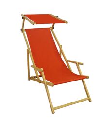 Holz-Liegestuhl klein oder groß mit viel Zubehör nach Wahl Stofffarbe terracotta