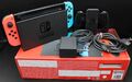 Nintendo Switch Konsole Neon-Rot/Neon-Blau / V2 / alle Kabel / OVP - Gut