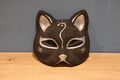 Katzenmaske von Hand bemalt schwarz silber *** Halloween Fasching *** Erwachsene