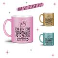 Lustige Glitzer-Tasse mit Spruch "Eine verdammte Prinzessin" - Frech | Büro