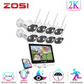 ZOSI 3MP Funk Überwachungskamera Set Außen 2TB H265+ Monitor 2K WIFI IP Kamera