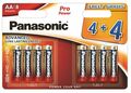 8x Panasonic Batterie Alkaline, Mignon, AA, LR06, 1.5V MHD 01-2030 Pro Power