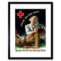 Zweiter Weltkrieg USA Rotes Kreuz Wohltätigkeitsorganisation Krankenschwester Poster gerahmt Wandkunst Druck 12X16 Zoll
