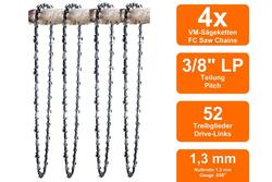 4 Sägeketten VM passend für Bosch AKE30LI | 35cm 3/8LP 52TG 1,3mm