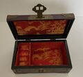 Vintage chinesische Holz und Messing Schmuck Box Truhe rot Seidenfutter 19x11 7 cm