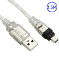 2X USB 2.0 Stecker zu 4 Polig IEEE 1394 Stecker Firewire Sync Kabel Adapter 1,5M