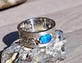 Unisex / Herren Ring 925 Silber Ring Opal geschmiedete Ringschiene- Kiodesign