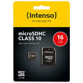 kQ Intenso microSDHC Karte 16GB Class 10 Speicherkarte mit SD Adapter 16 GB