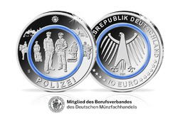 10 Euro Münze Polizei 2024 NEU Bankfrisch Stempelglanz Polymerring 10€