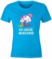 Damen T-Shirt Spruch Ich hasse Menschen kotzendes Einhorn Frauen Fun-Shirt