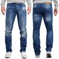 Cipo & Baxx Herren Slim-Fit Jeans Freizeit Denim Streetwear Used-Look Übergroßen