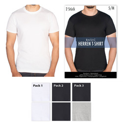 2er Pack Herren Basic T-Shirts schwarz , weiß , grau 100% Baumwolle Gr. M-XXL