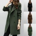 Warmer Wolltrenchcoat für Damen langer Wintermantel Outwear M 3XL Größe