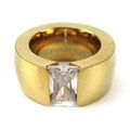 Massiver Edelstahl Ring vergoldet Zirkonia Massiv STATEMENT Modern Design FAT