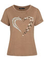 Damen Cloud5ive T-Shirt Kurzarm Shirt Herz Schmetterling braun N24026001