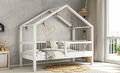 Hausbett mit Rausfallschutz Einzelbett Holz Kinderbett Lattenrost Weiß Grau MUSA